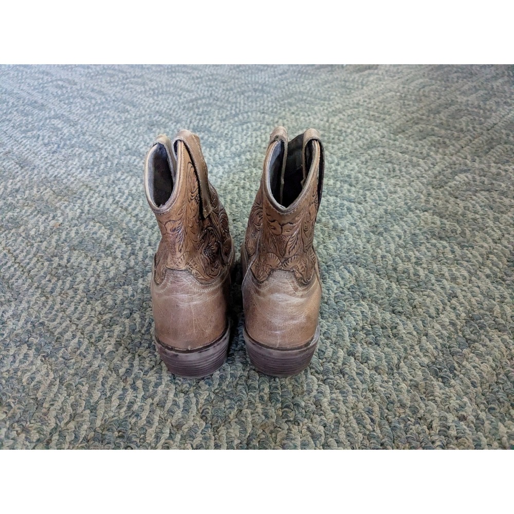 Roper Womens Tan Brown Leather Embossed Floral Western Cowgirl Boots Size 5.5 - Picture 4 of 7